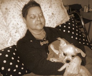 Hospice patient with pet.